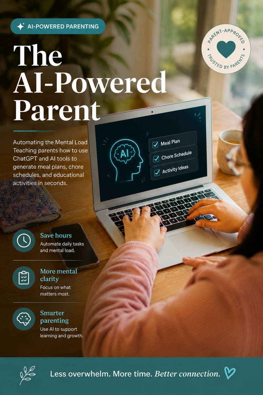 The AI-Powered Parent: 100 Copy-Paste Prompts That Automate Dinner, Chores & the Mental Load in 20 Minutes a Week (No Tech Skills Needed)