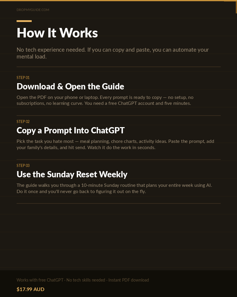 The AI-Powered Parent: 100 Copy-Paste Prompts That Automate Dinner, Chores & the Mental Load in 20 Minutes a Week (No Tech Skills Needed)